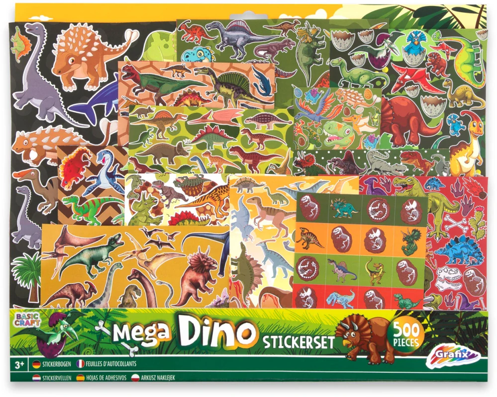 Mega sada 500 ks dinosaur nálepiek – samolepiace dekorácie pre deti, denníky a tvorivé projekty