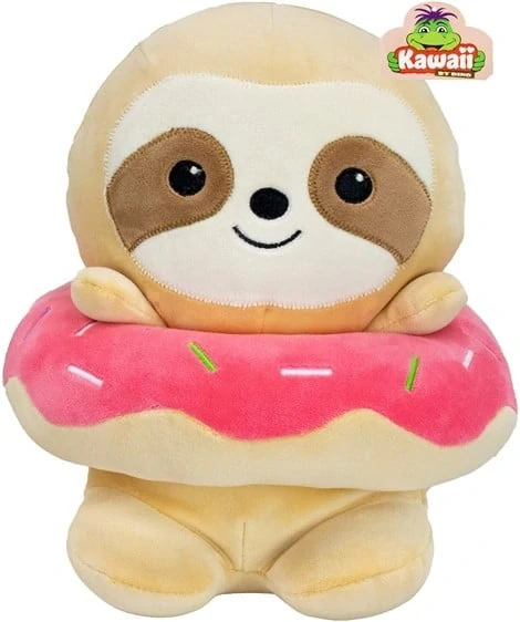 Kawaii plyšový donut 23 cm - leňochod hnedý