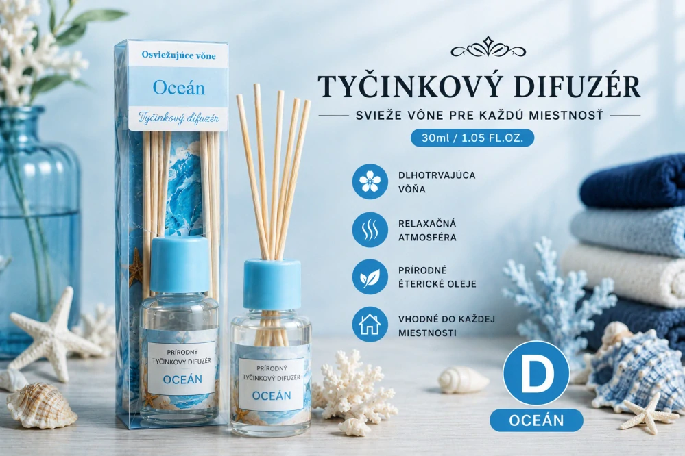 Klasický tyčinkový aroma difuzér – 30 ml Oceán