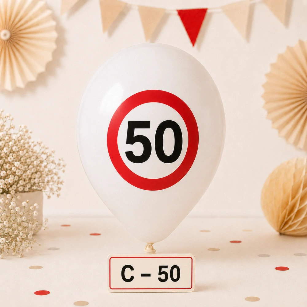 Latexové balóny s číslom 50 – Krémové , 5 ks (30 cm)