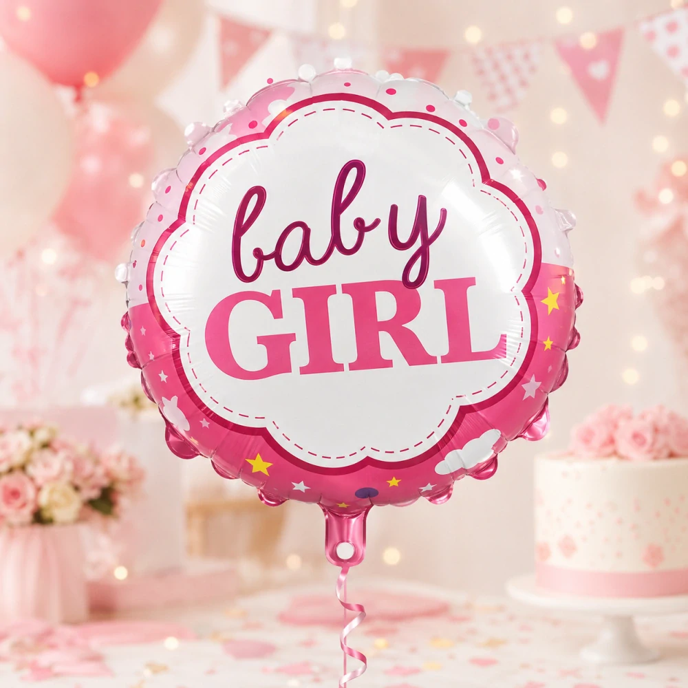 Fóliový balón Baby Girl – ružový, okrúhly (45 cm)