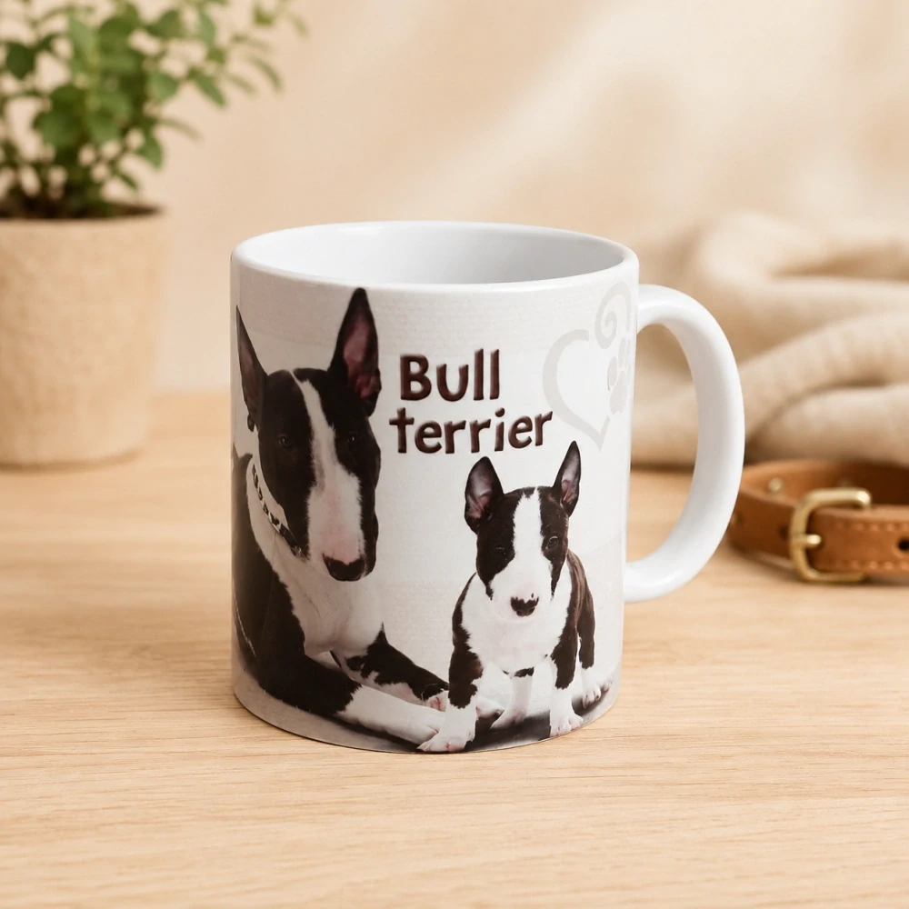 Keramický hrnček s motívom psa „Bull terrier“ – Pre milovníkov bulteriérov, 350 ml