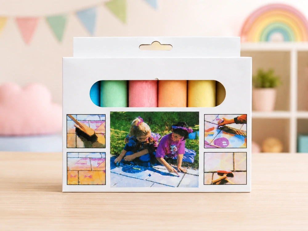 Detské hrubé kriedy na chodník farebné – Sada 6 ks (10 x 2,2 cm)