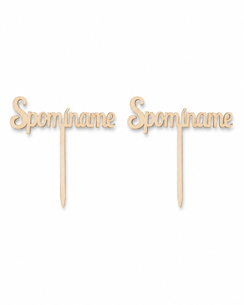 Drevená spomienková zapichovačka – Nápis "Spomíname" (15 × 11 cm, 2 ks v balení)