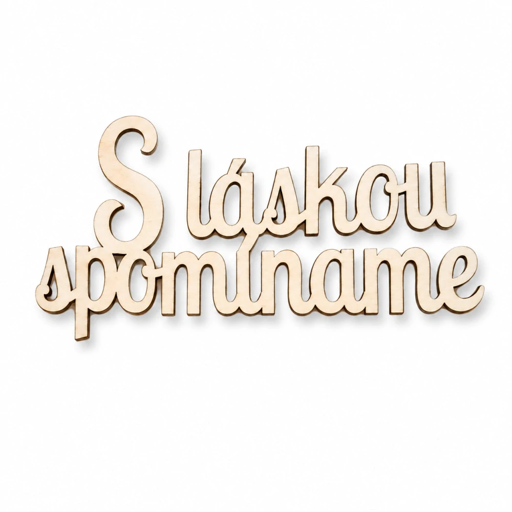 Drevený spomienkový nápis – "S láskou spomíname" (15 × 6 cm, 4 ks v balení)