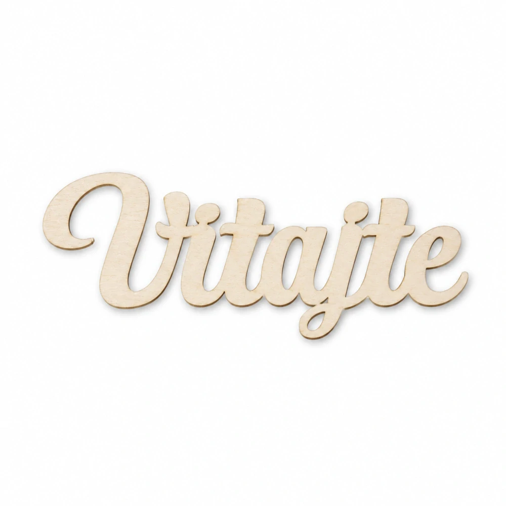Drevený dekoračný nápis – "Vitajte" (20 × 5 cm, 2 ks v balení)