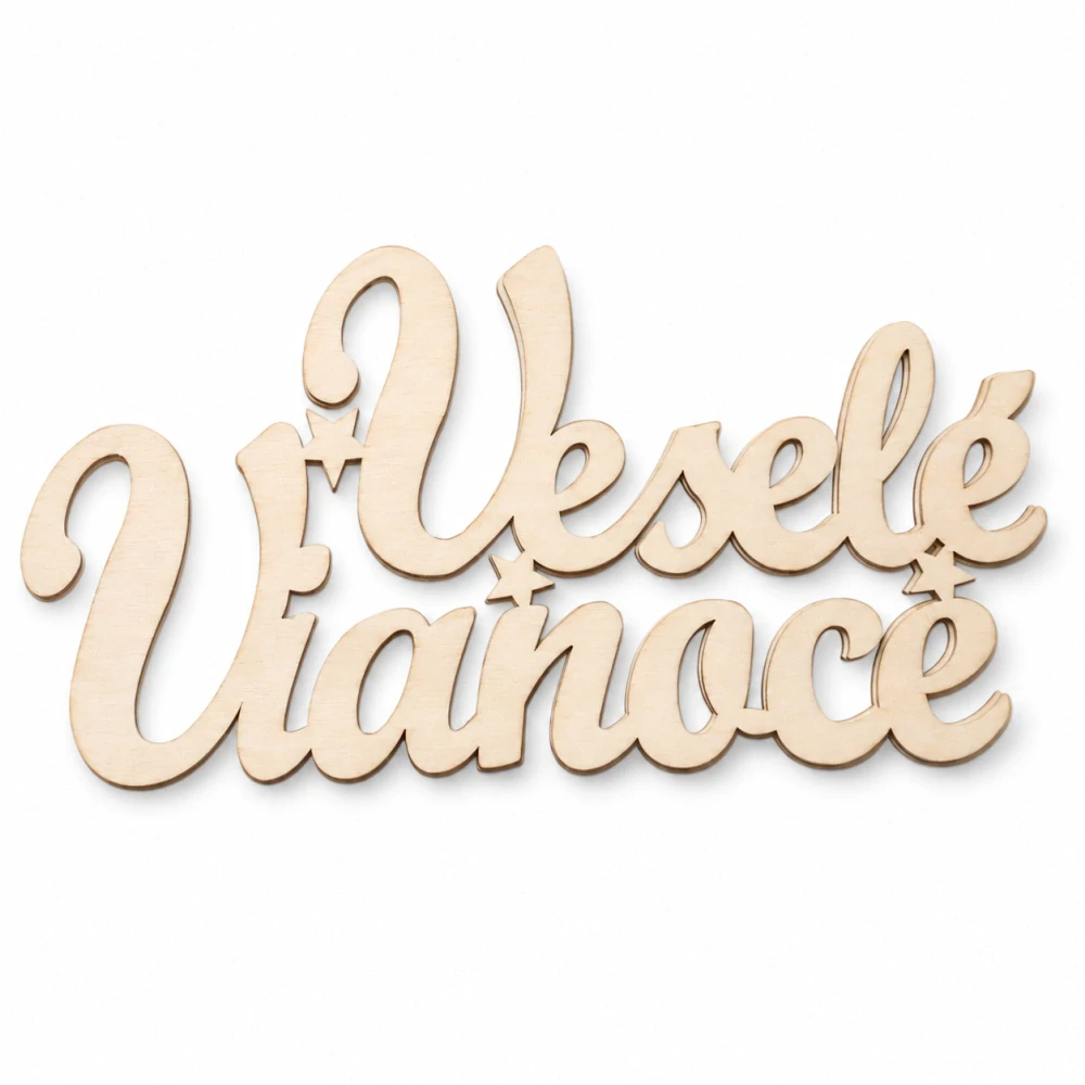 Drevený vianočný nápis – "Veselé Vianoce" (20 × 10 cm, 2 ks v balení)