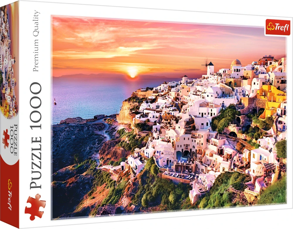 Puzzle Trefl Západ slnka Santorini Grécko 1000 dielikov