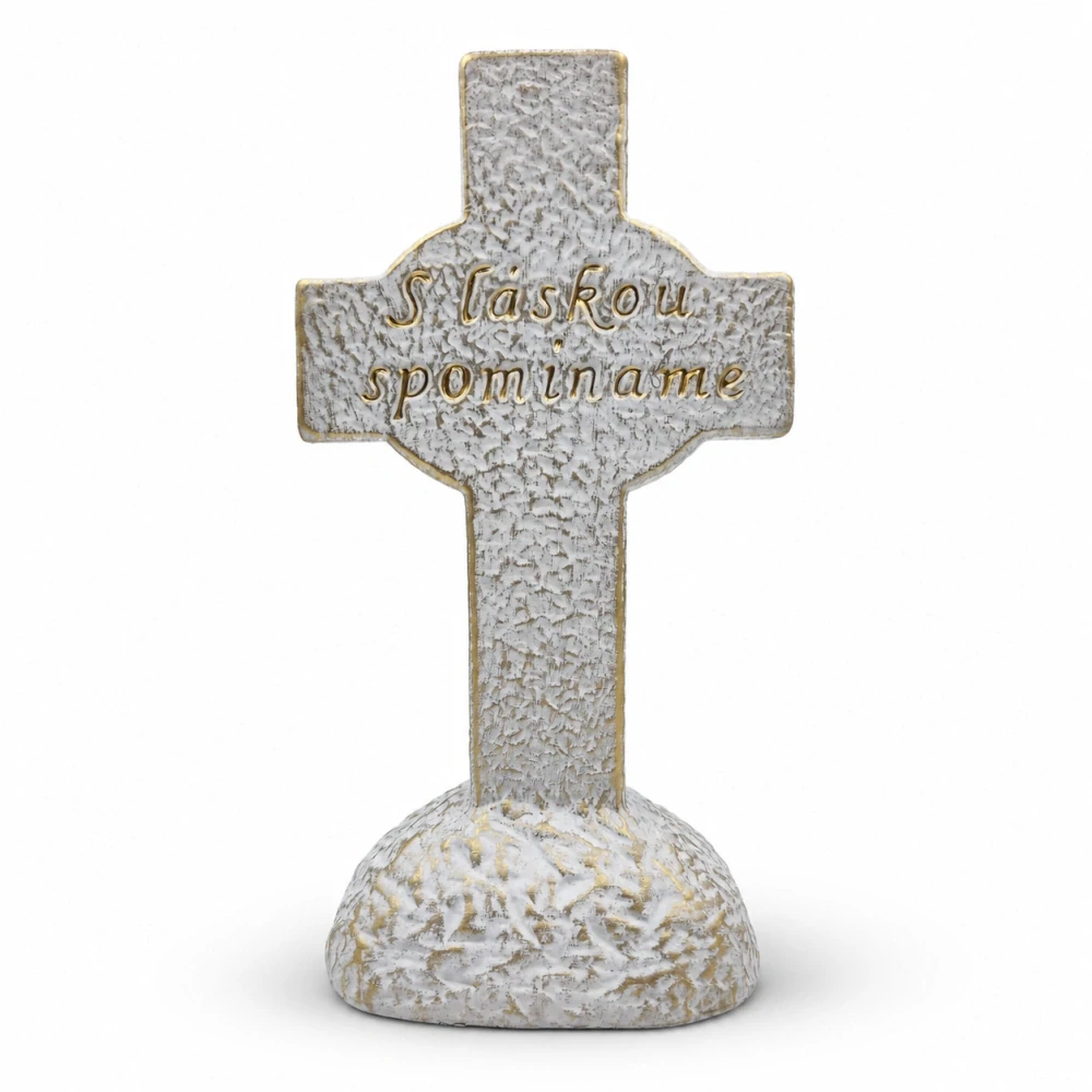 Keramický pietny kríž na podstavci „S láskou spomíname“ (29,5 cm)
