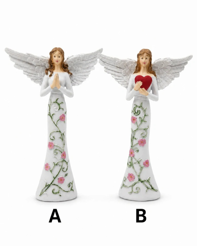 Dekoračný anjel s ružovými kvietkami – 2 motívy (19,5 cm)