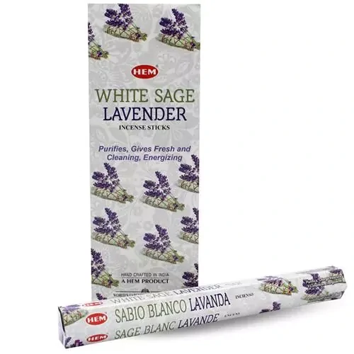 HEM WHITE SAGE LAVENDER vonné tyčinky 20 ks – očistná bylinná vôňa bielej šalvie a levandule