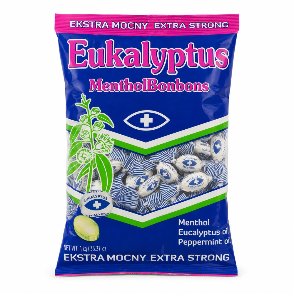 Eukalyptus Menthol Bonbons Extra Strong Tvrdé osviežujúce dropsy 1 kg