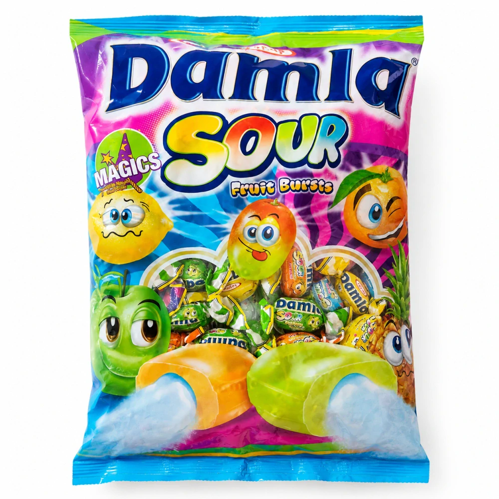 Tayas Damla Sour Magics Ovocné kyslé mäkké žuvacie cukríky s náplňou 1 kg