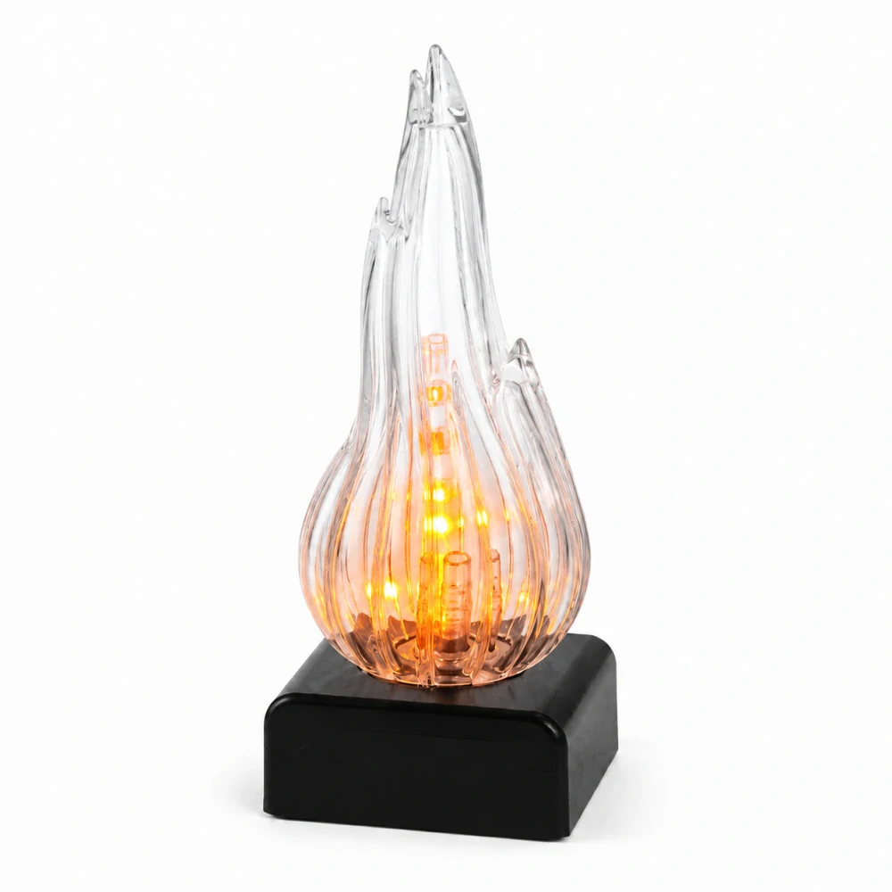 LED náhrobná sviečka do kahanca na hrob Plameň s podstavcom – Teplé svetlo 15,5 cm
