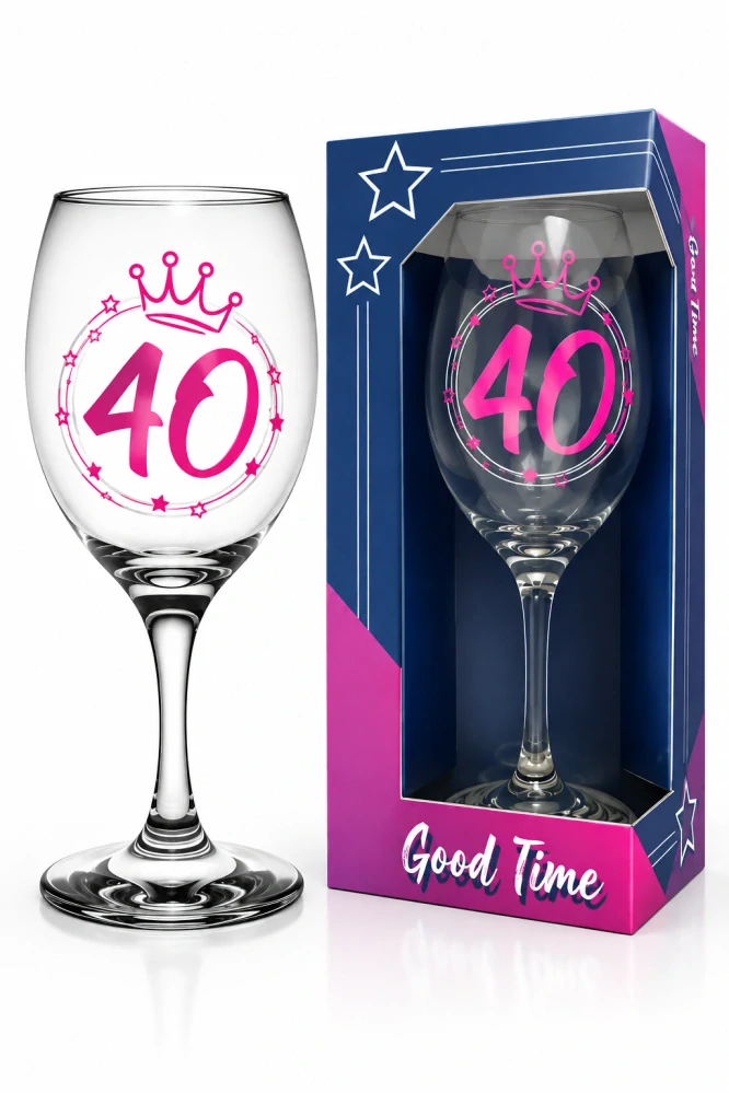 Darčekový pohár na víno k 40. narodeninám 580 ml