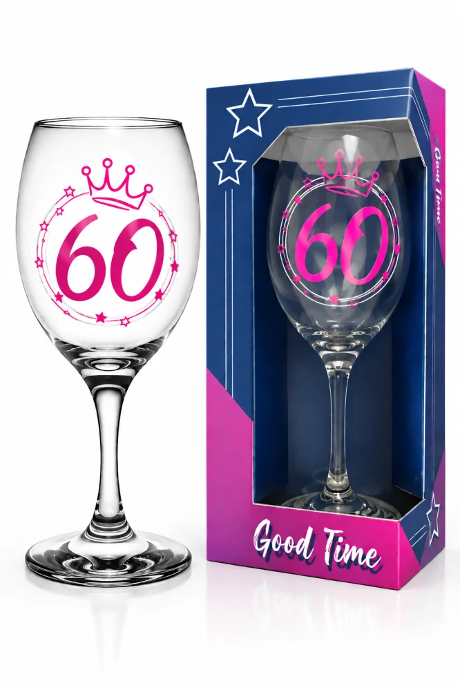 Darčekový pohár na víno k 60. narodeninám 580 ml