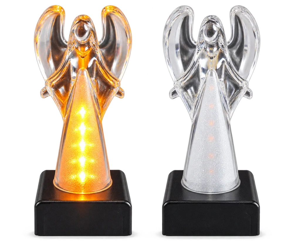 LED náhrobná dekorácia – Anjel s teplým svetlom, 15 cm