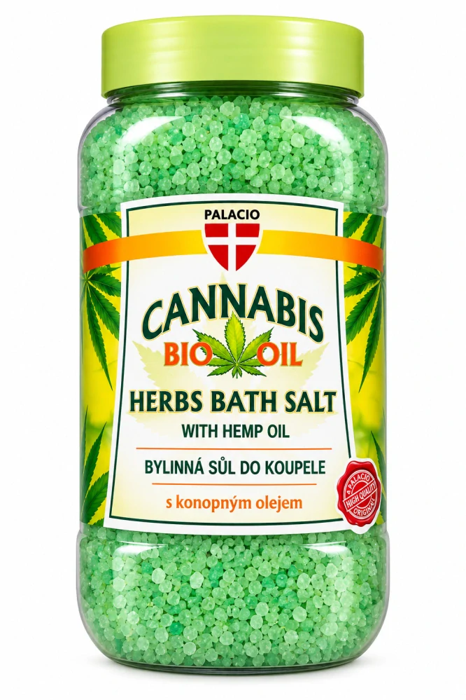 Palacio Bylinná soľ do kúpeľa s bio konopným olejom Cannabis, 1200 g