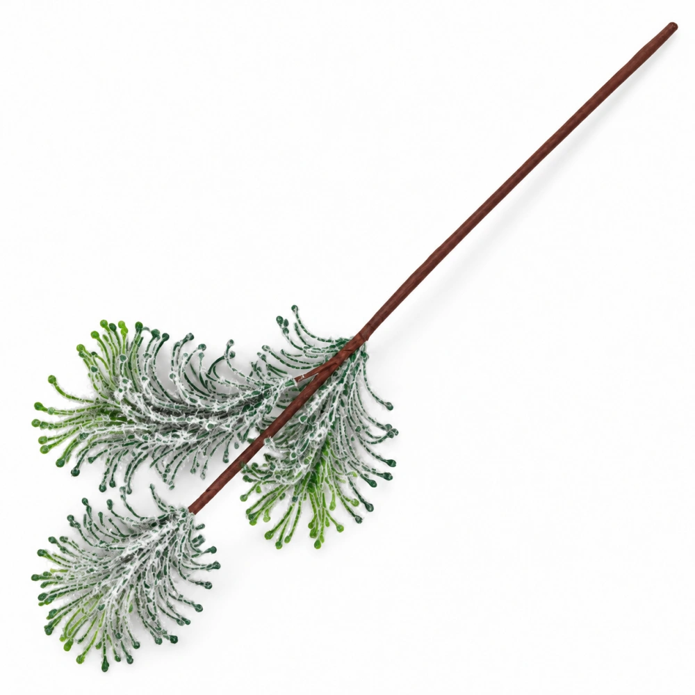 Umelá borovicová vetvička so zasneženým efektom – 60 cm
