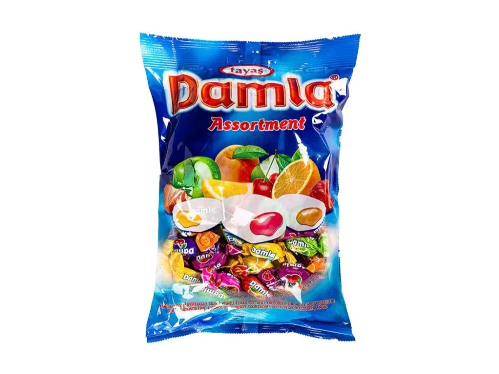 Tayas Damla Assortment Ovocné mäkké žuvacie cukríky plnené ovocným krémom 500 g