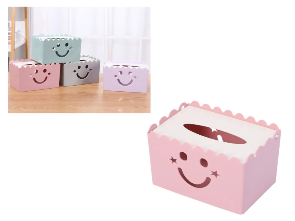 Plastový box na vreckovky SMILE 16x11,5x9,5 - mix farieb