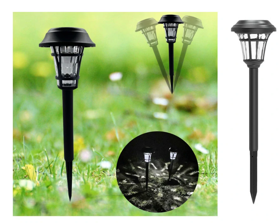LED Solárna záhradná lampa so studeným svetlom 37 x 10 cm čierna 4ks