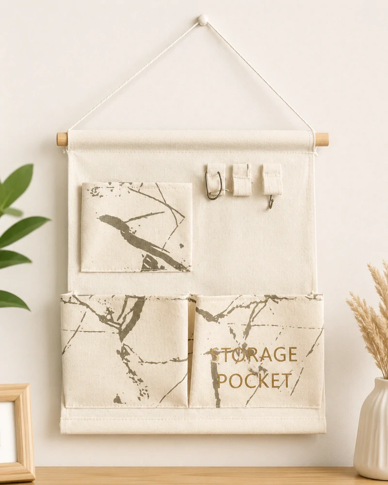Závesný organizér na dvere 30x34 cm – krémová farba | Úložný priestor pre malé predmety