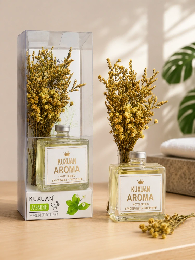 KUXUAN AROMA Hotel Series – Luxusný difuzér so sušenými kvetmi (50 ml) Ruža