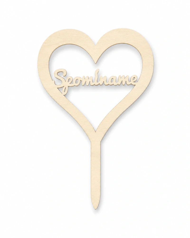 Drevená spomienková zapichovačka – Srdce "Spomíname" (19 × 13 cm, 2 ks v balení)