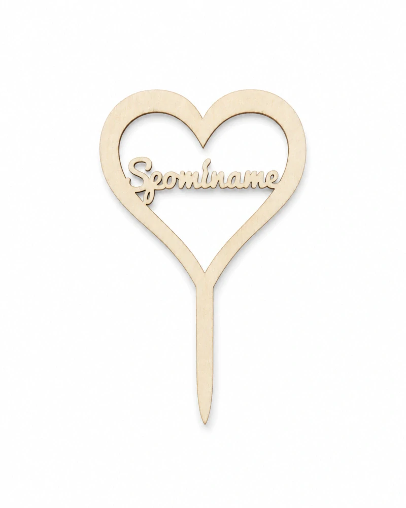 Drevená spomienková zapichovačka – Srdce "Spomíname" (7 × 11 cm, 2 ks v balení)