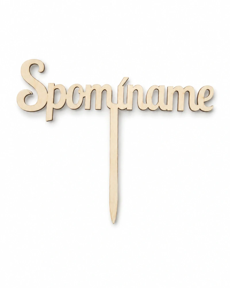 Drevená spomienková zapichovačka – Nápis "Spomíname" (15 × 11 cm, 2 ks v balení)