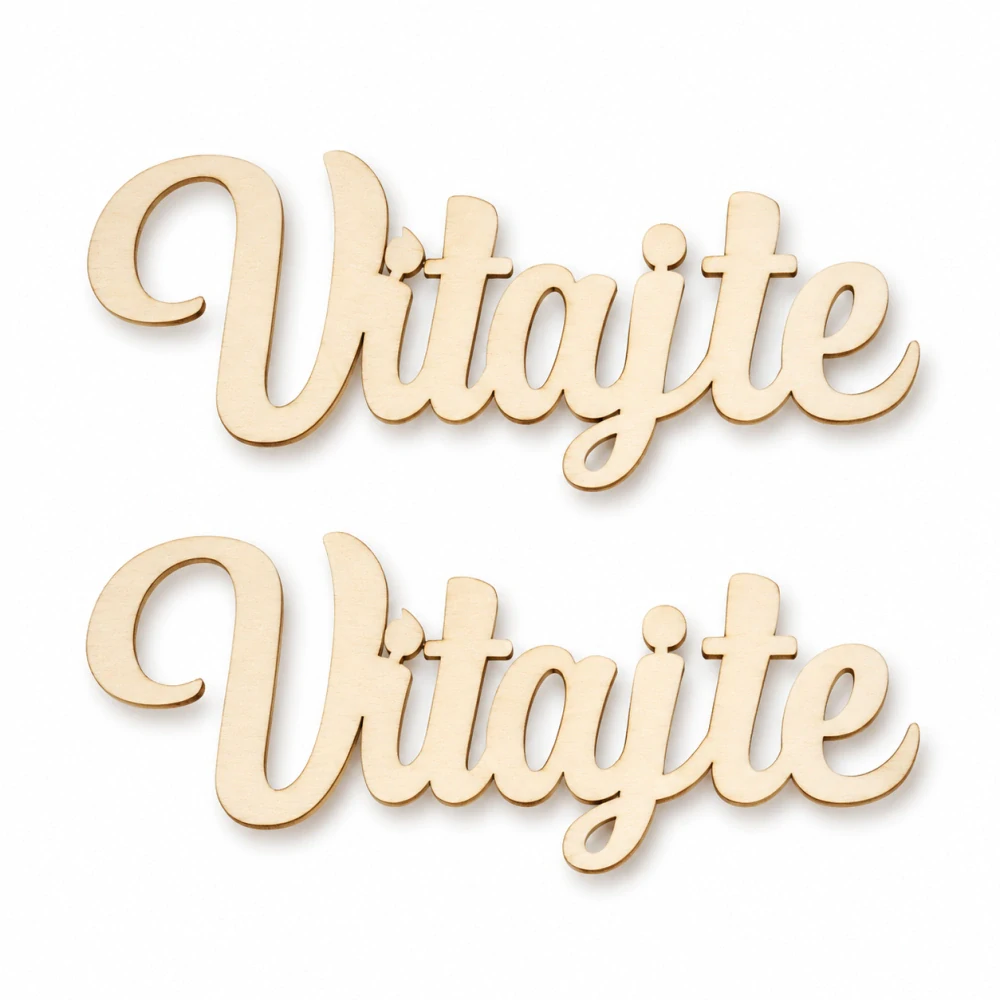 Drevený dekoračný nápis – "Vitajte" (20 × 5 cm, 2 ks v balení)