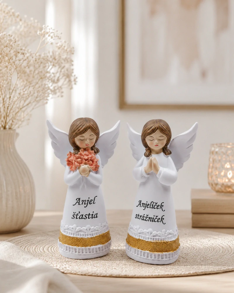 Dekoračný anjelik s nápisom – 2 motívy (14,5 cm)