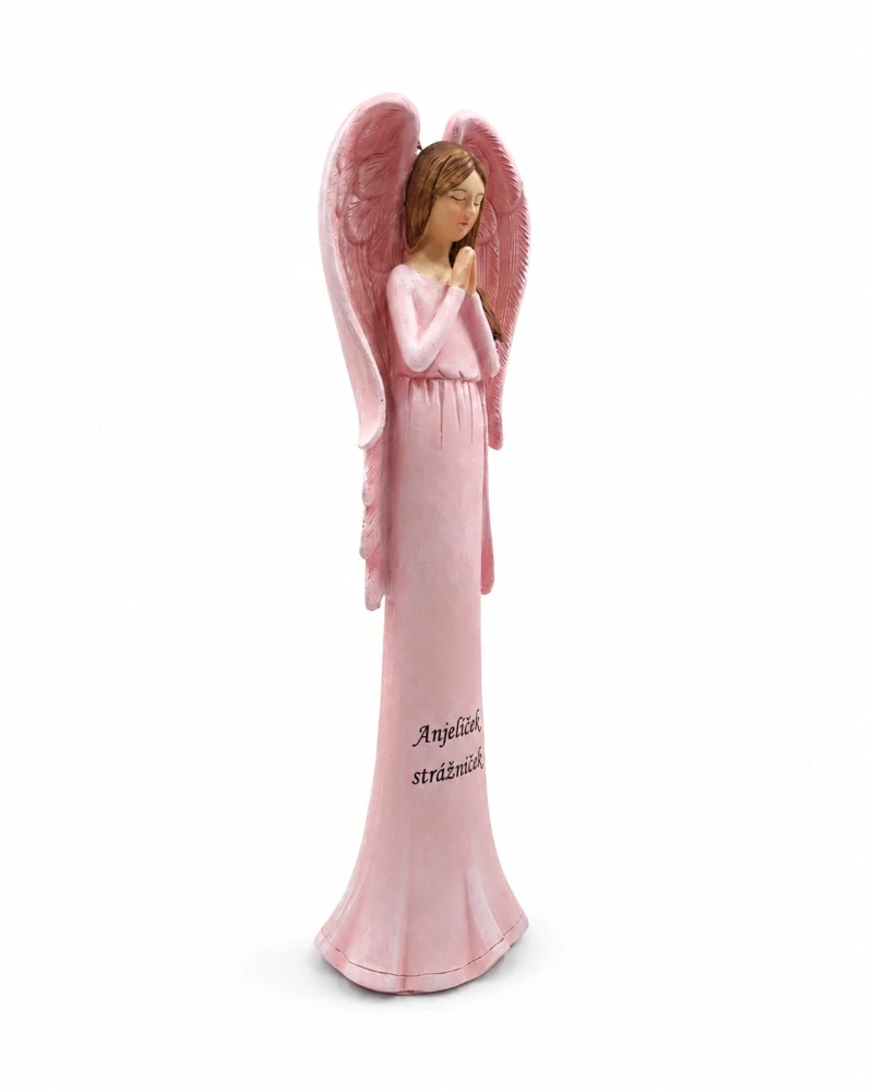 Dekoračný ružový anjel „Anjelíček strážniček“ (24 cm)