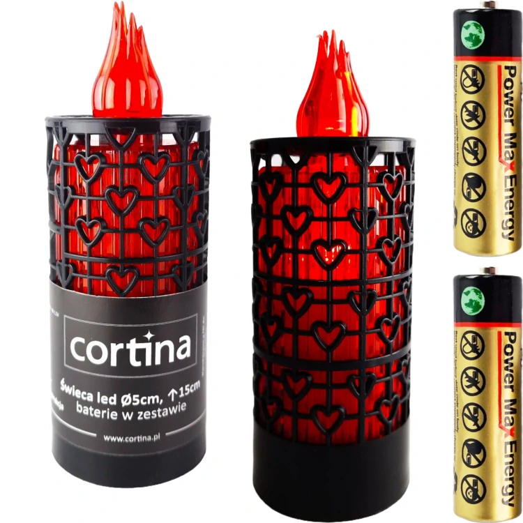 CORTINA LED sviečka čierna 15cm – Červené svetlo