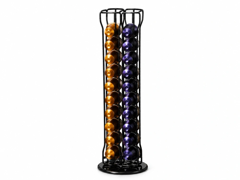 Otočný stojan na kávové kapsule Nespresso na 40 ks, čierny – 37 × 11 cm
