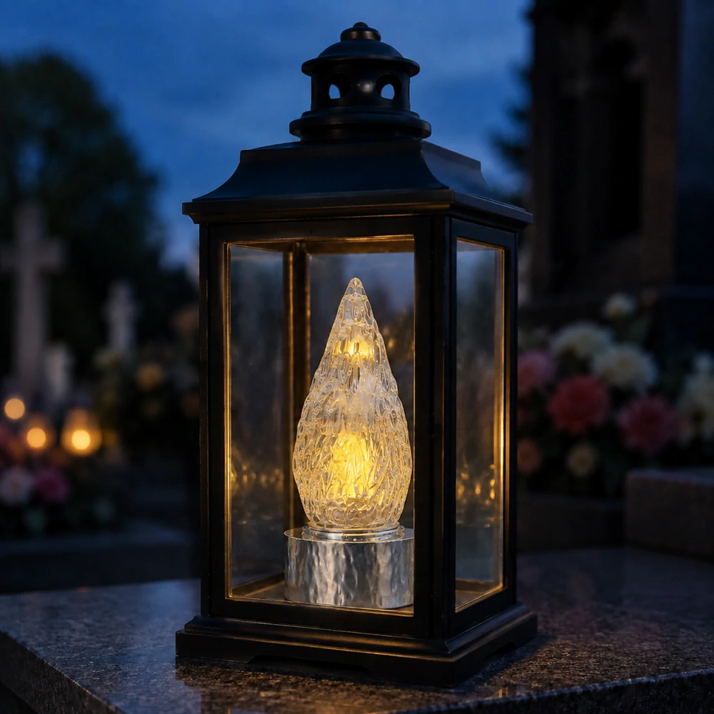 Solárna viacdiódová LED sviečka na hrob do kahanca Duos Sol 8 LED 12 cm