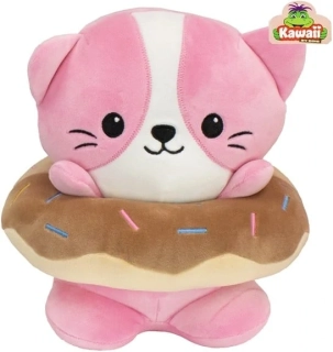 Kawaii plyšový donut 23 cm - mačka