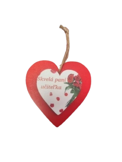 Drevená tablička v tvare srdiečka s magnetom pre učiteľku " Skvelá pani učiteľka " 9 x 9 cm