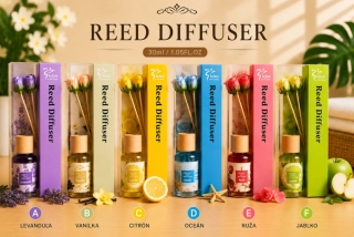 Dizajnový tyčinkový aroma difuzér s kvetmi – 30 ml (rôzne vône)