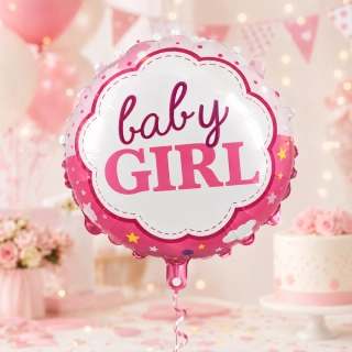 Fóliový balón Baby Girl – ružový, okrúhly (45 cm)