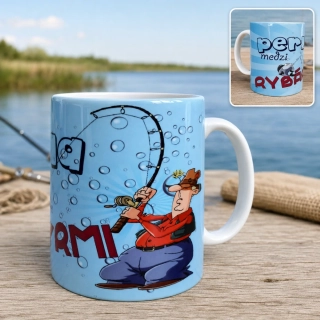 Keramický hrnček „Perla medzi rybármi“ – Vtipný darček pre rybára, 350 ml