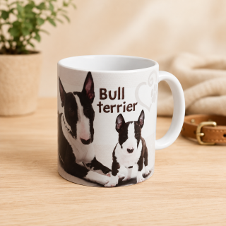 Keramický hrnček s motívom psa „Bull terrier“ – Pre milovníkov bulteriérov, 350 ml