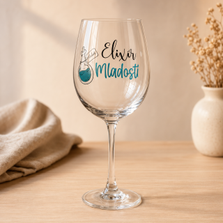 Darčekový pohár na víno „Elixír Mladosti“ – Crystal Bohemia, 440 ml
