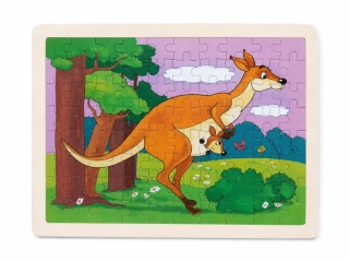 Drevené vkladacie puzzle Kengura s mláďaťom – 30 x 23 cm