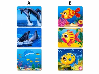 Detské skladačky / puzzle Podmorský svet – Sada 3 ks (14 x 14 cm) – varianty Delfíny a Rybičky