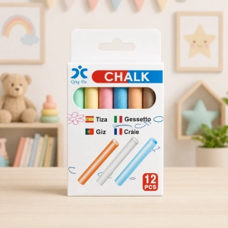 Detské farebné kriedy na tabuľu a chodník – Sada 12 ks (8 x 0,8 cm)