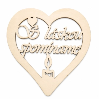Drevené spomienkové srdce – "S láskou spomíname" so sviečkou (15 × 14 cm, 2 ks v balení)