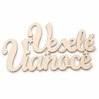 Drevený vianočný nápis – "Veselé Vianoce" (15 × 8 cm, 2 ks v balení)