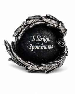 Náhrobná dekorácia srdce v anjelských krídlach „S láskou spomíname“ (16 × 12 cm)